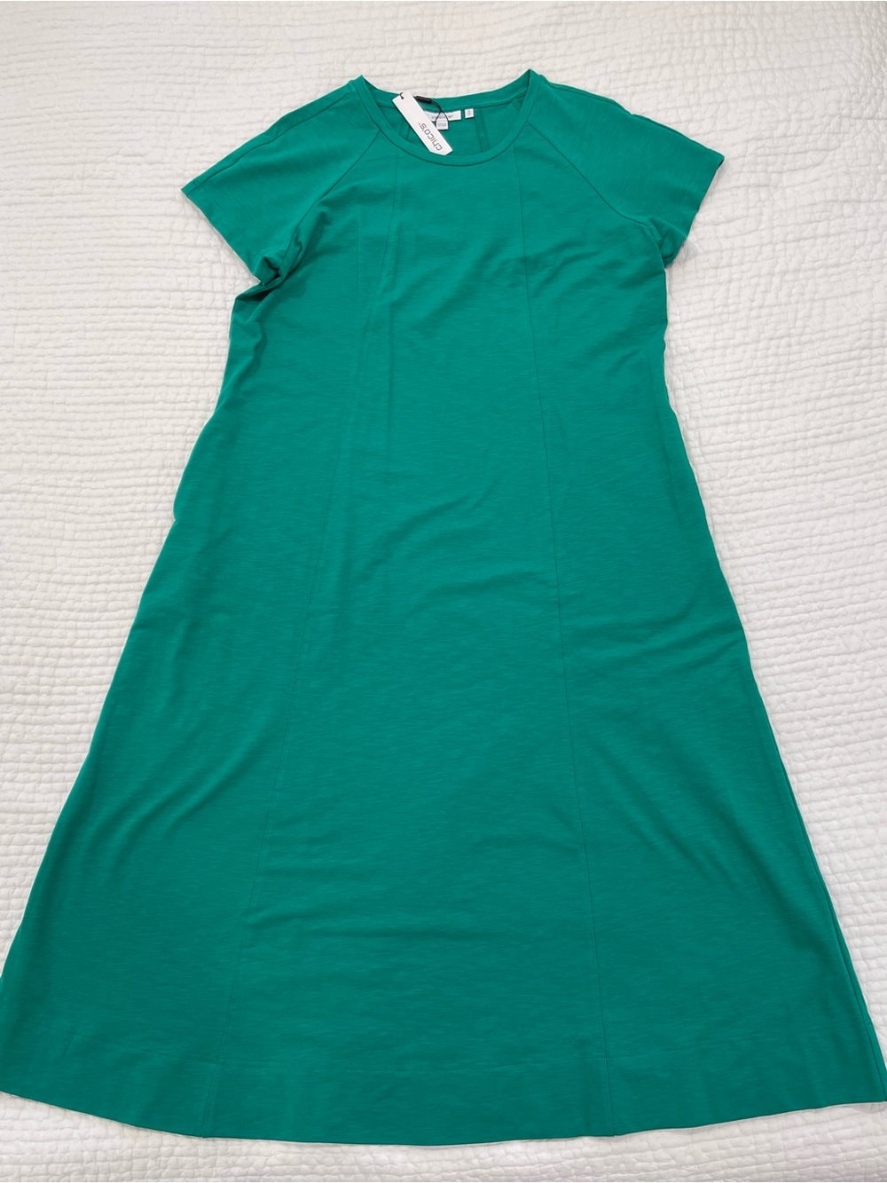 Chico's Teal Green Short-Sleeve Midi A-Line Dress